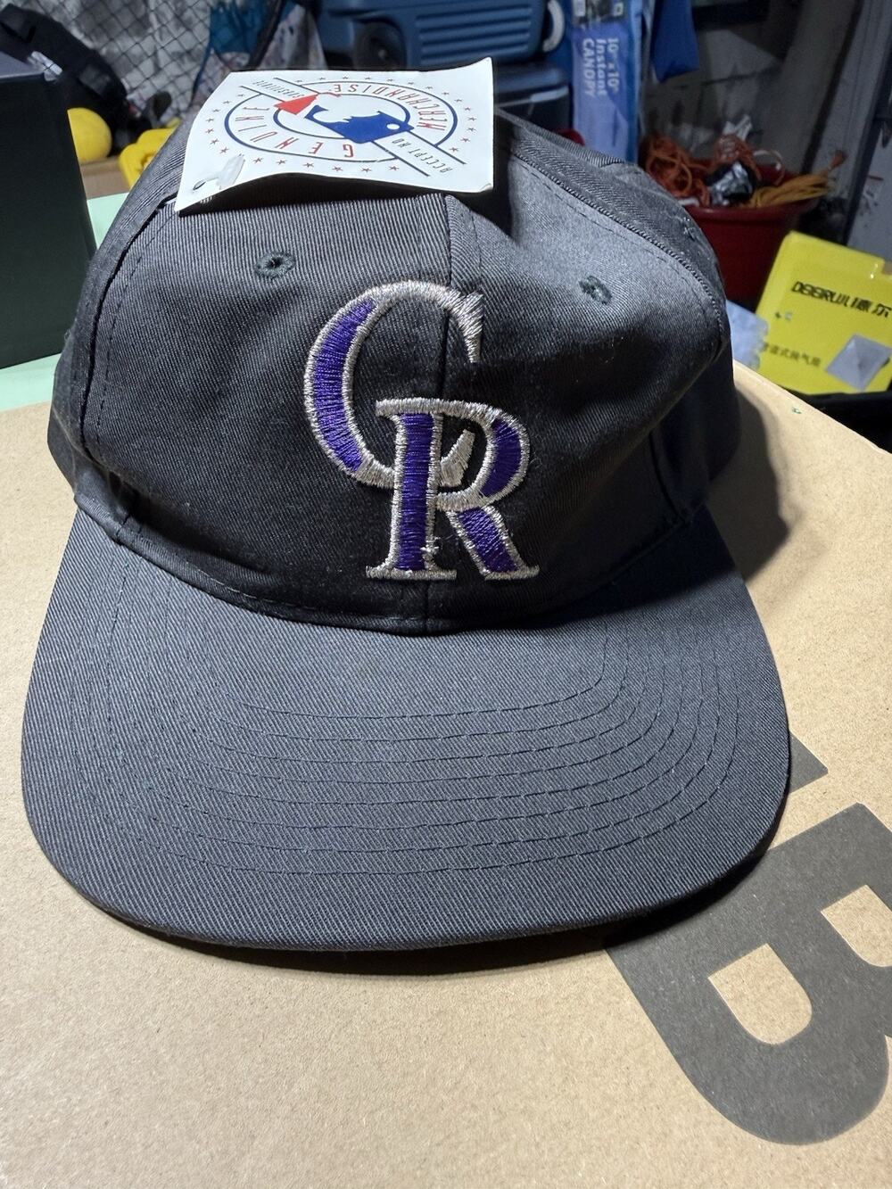VINTAGE Colorado Rockies Hat Cap Snap Back Black Purple MLB Baseball Mens 90s